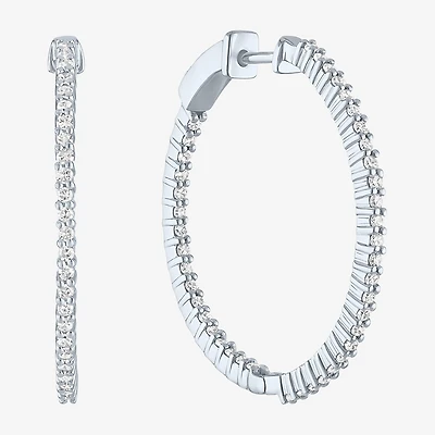 (G-H / Si2-I1) Womens 1 CT. T.W. Lab Grown White Diamond 31mm Hoop Earrings