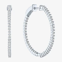 (G-H / Si2-I1) Womens 1 CT. T.W. Lab Grown White Diamond 31mm Hoop Earrings
