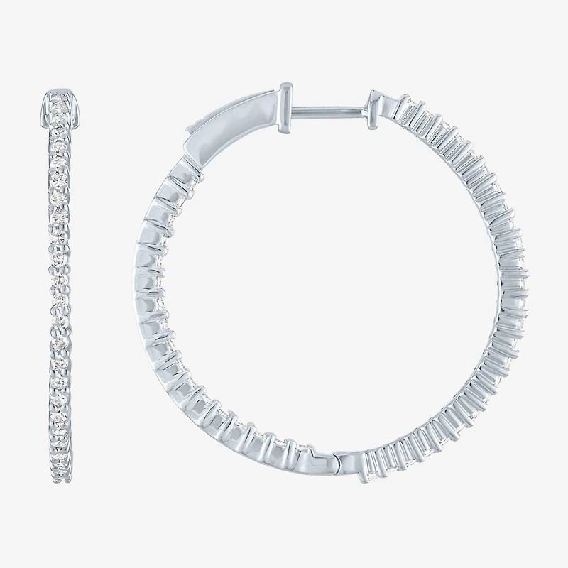 (G-H / Si2-I1) Womens 1 CT. T.W. Lab Grown White Diamond 31mm Hoop Earrings