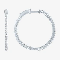 (G-H / Si2-I1) Womens 1 CT. T.W. Lab Grown White Diamond 31mm Hoop Earrings