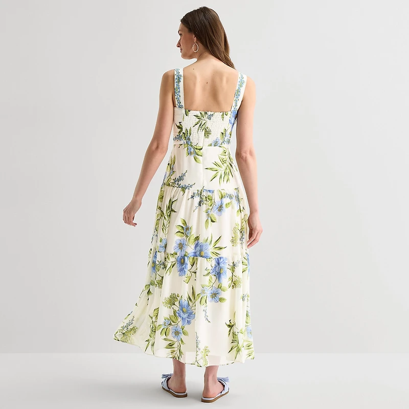 Melonie T Womens Square Neck Sleeveless Maxi Dress