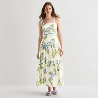 Melonie T Womens Square Neck Sleeveless Maxi Dress