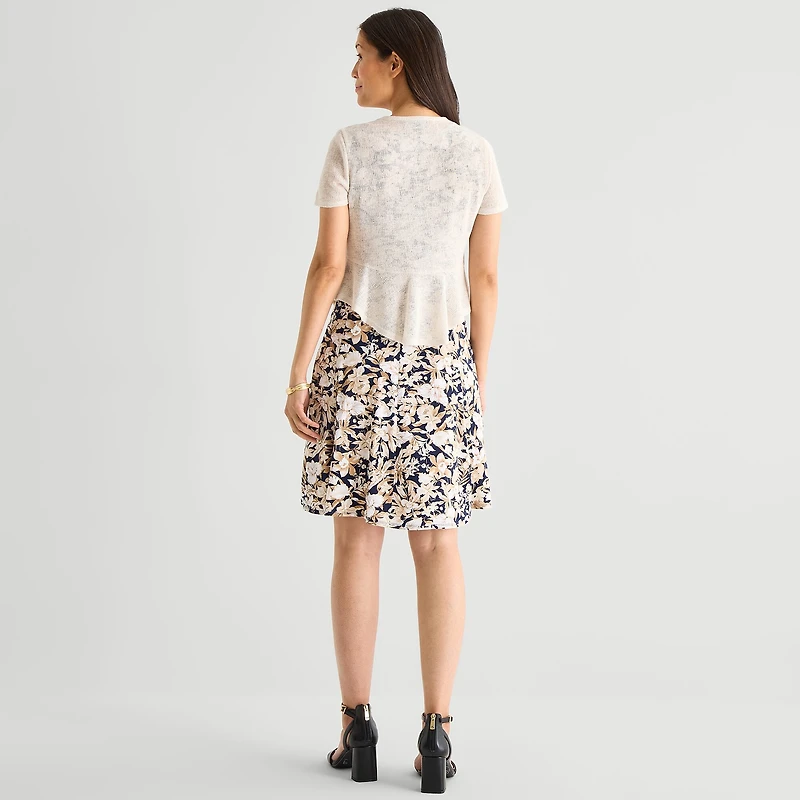 Perceptions Womens Floral Jacket Dress