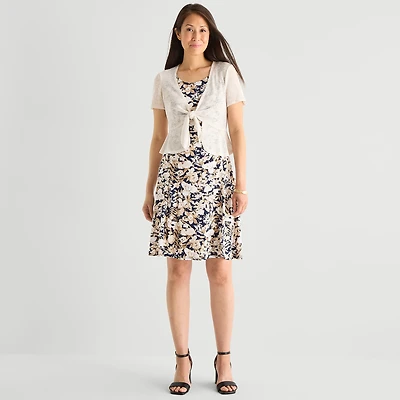 Perceptions Womens Floral Jacket Dress