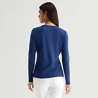 St. John's Bay Womens Tall Crew Neck Long Sleeve T-Shirt