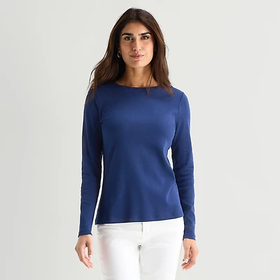 St. John's Bay Womens Tall Crew Neck Long Sleeve T-Shirt