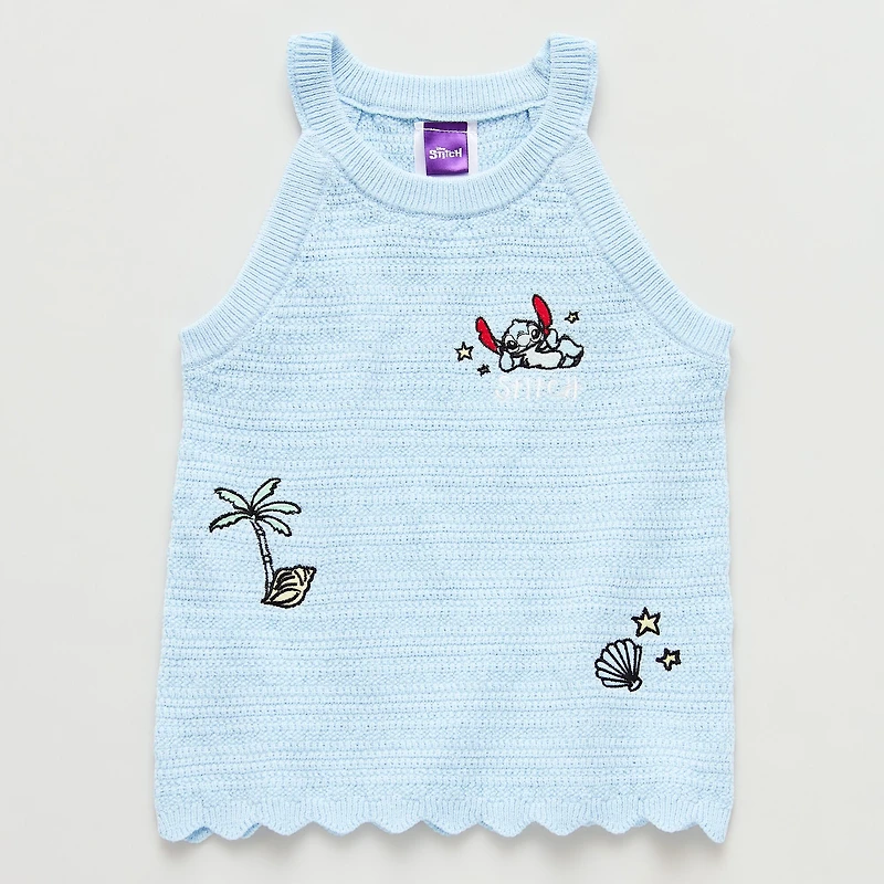 Little & Big Kid Girls Halter Neck Sleeveless Stitch Tank Top