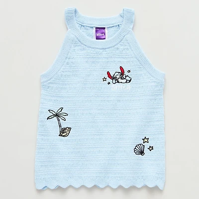 Little & Big Kid Girls Halter Neck Sleeveless Stitch Tank Top