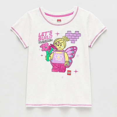 Little & Big Kid Girls Crew Neck Short Sleeve Regular Fit LEGO Graphic T-Shirt