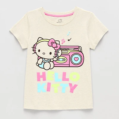 Little & Big Kid Girls Crew Neck Short Sleeve Regular Fit Hello Kitty Graphic T-Shirt