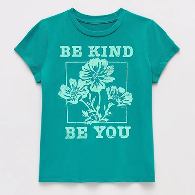 Thereabouts Little & Big Kid Girls Crew Neck Short Sleeve Classic Fit Graphic T-Shirt