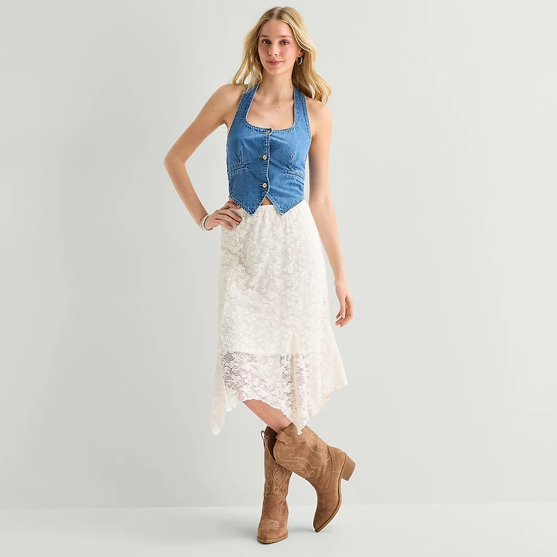 Arizona Womens Juniors Halter Neck Sleeveless Vest