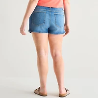 Arizona Womens 2 1/2" Low Rise Juniors Plus Denim Short
