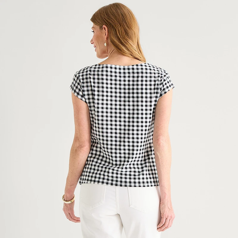 Liz Claiborne Womens Boat Neck Short Sleeve T-Shirt