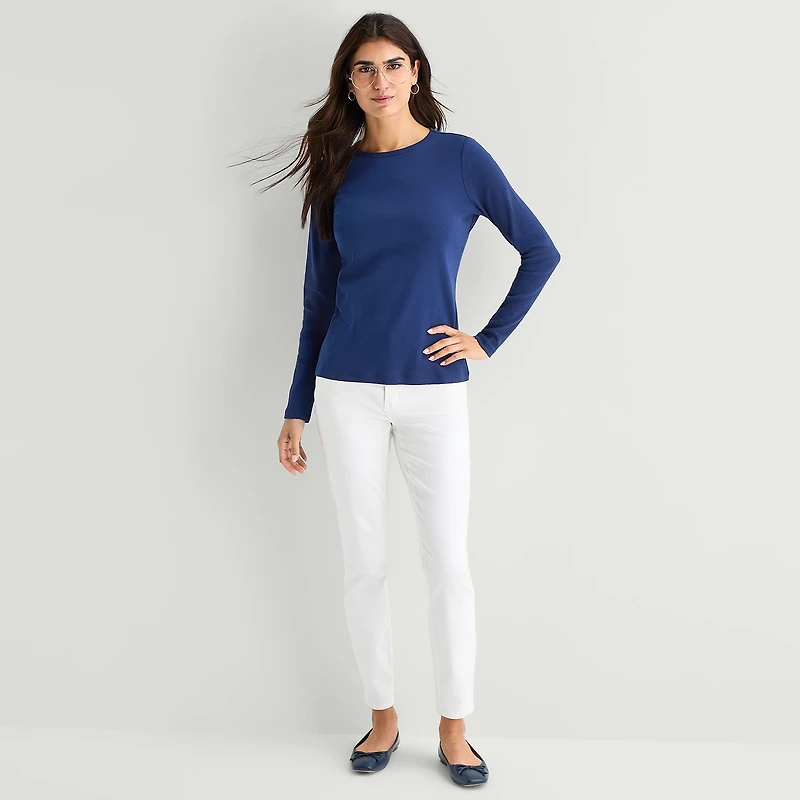 St. John's Bay Womens Crew Neck Long Sleeve T-Shirt