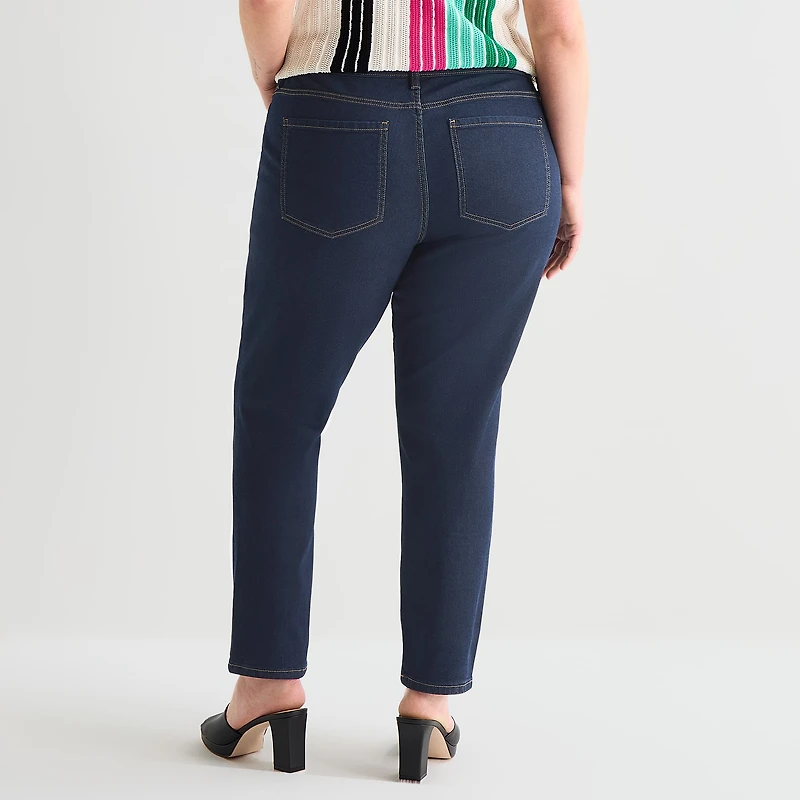 Bold Elements Womens Plus High Rise Slim Leg Jean