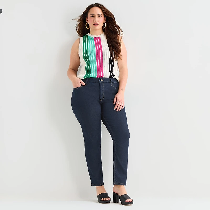 Bold Elements Womens Plus High Rise Slim Leg Jean