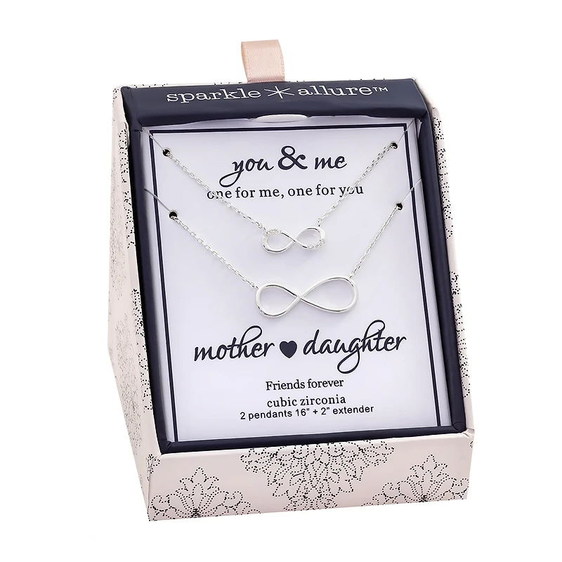 Sparkle Allure Womens Cubic Zirconia Pure Silver Over Brass Infinity 2-pc. Necklace Set