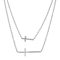 Sparkle Allure Womens Cubic Zirconia Pure Silver Over Brass Cross 2-pc. Necklace Set