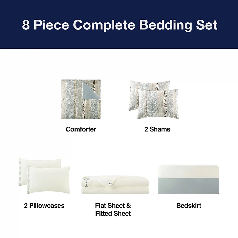 Broadhaven Arleigh 8-pc. Reversible Complete Bedding Set with Sheets