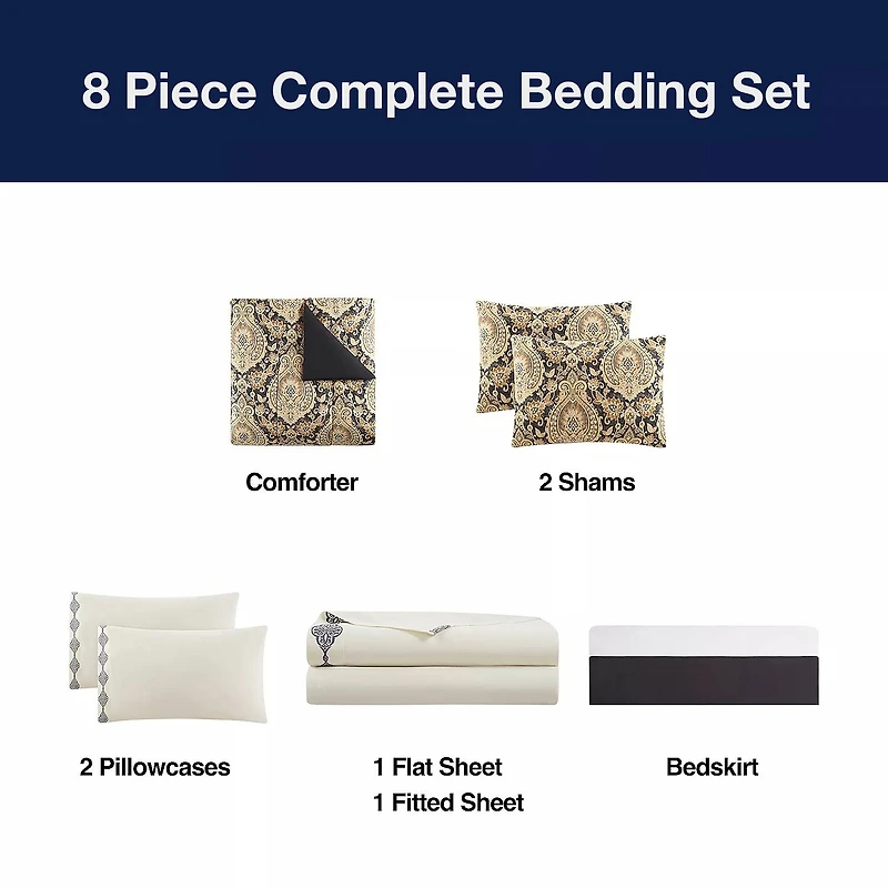 Broadhaven Kent 8-pc. Reversible Complete Bedding Set with Sheets