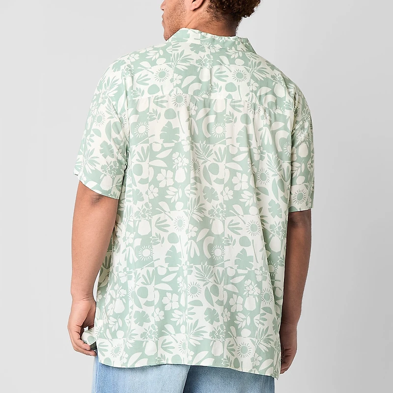Arizona Mens Short Sleeve Regular Fit Big and Tall Button-Down Shirt
