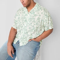 Arizona Mens Short Sleeve Regular Fit Big and Tall Button-Down Shirt
