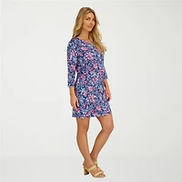 Stella Parker Womens Tropical Floral Knit Dress Swimsuit Cover-Up