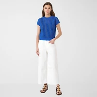 RM Rebecca Minkoff Womens Crew Neck Short Sleeve Pullover Sweater