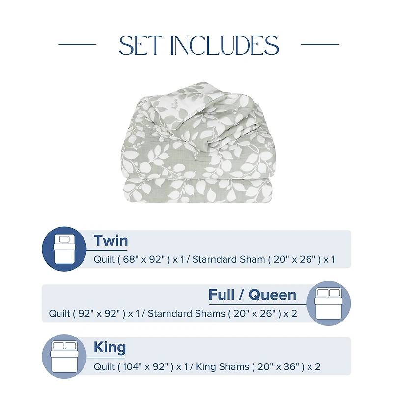 Awesome Home™ Leaves Jacquard 3-pc. Reversible Quilt Set