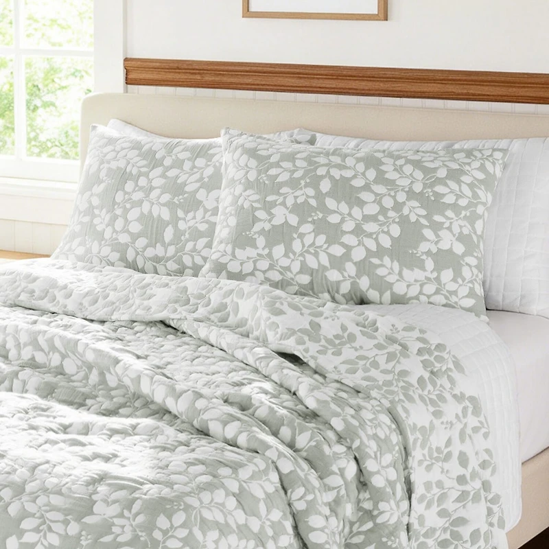 Awesome Home™ Leaves Jacquard 3-pc. Reversible Quilt Set