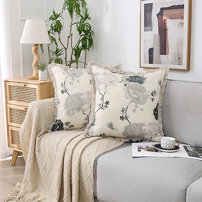 Regal Home Print Linen Poly Blend 20x20 Square Throw Pillow