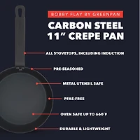 Bobby Flay By Greenpan Carbon Steel 11" Frying Pan