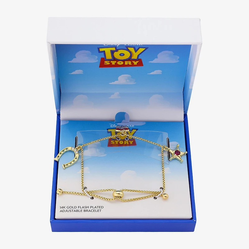 Womens Crystal 10K Gold Over Brass Star Toy Story Bolo Bracelet