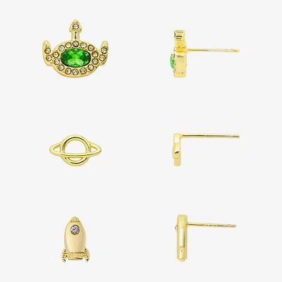 Disney Classics Alien Rocket Womens Crystal 10K Gold Over Brass Toy Story 3 Pair Earring Set