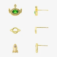 Disney Classics Alien Rocket Womens Crystal 10K Gold Over Brass Toy Story 3 Pair Earring Set