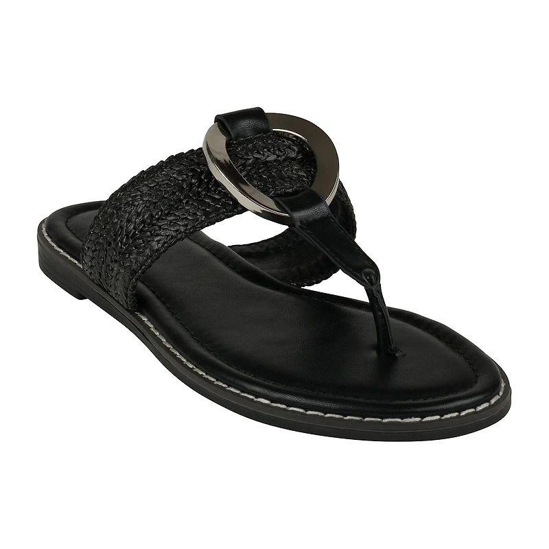GC Shoes Womens Jovie Woven Thong Flat Sandals