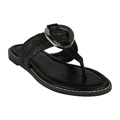 GC Shoes Womens Jovie Woven Thong Flat Sandals