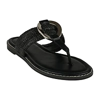 GC Shoes Womens Jovie Woven Thong Flat Sandals