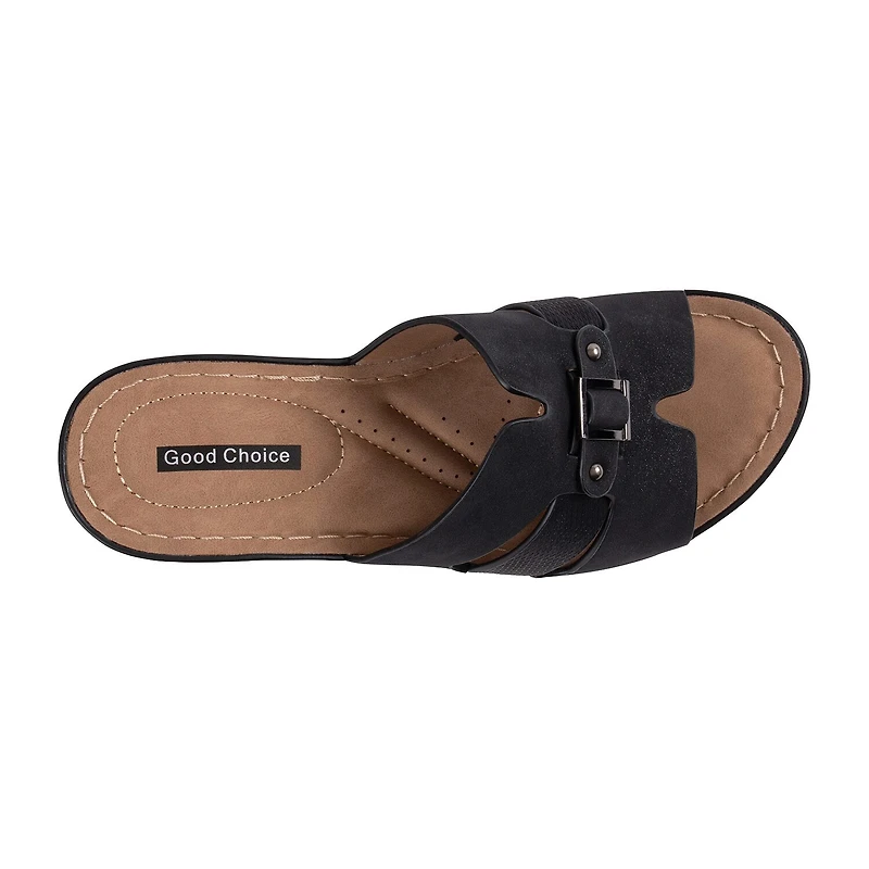GC Shoes Womens Molane Buckled Wedge Sandals