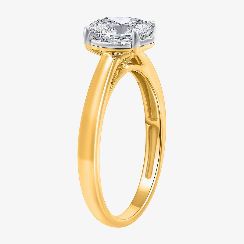 (I / Si2) Womens 1 CT. Lab Grown White Diamond Oval Solitaire Engagement Ring
