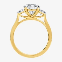 (F / Vs2) Womens 2 1/2 CT. T.W. Lab Grown White Diamond 10K Gold Round Side Stone 3-Stone Engagement Ring