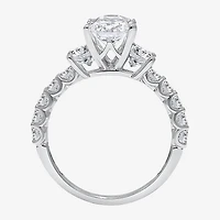 Love Lives Forever (I / I1) Womens 3 1/2 CT. T.W Lab Grown White Diamond 14K Gold Oval Side Stone 3-Stone Engagement Ring
