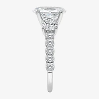 Love Lives Forever (I / I1) Womens 3 1/2 CT. T.W Lab Grown White Diamond 14K Gold Oval Side Stone 3-Stone Engagement Ring