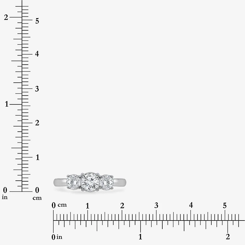 (I / Si2) Womens 1 CT. T.W. Lab Grown White Diamond Sterling Silver Round 3-Stone Engagement Ring