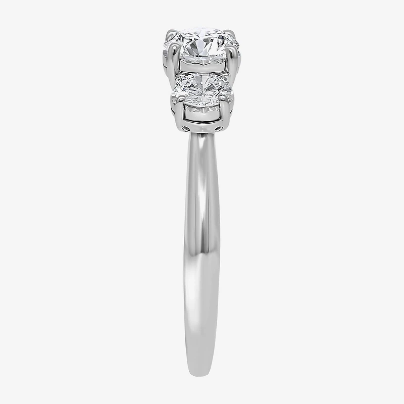 (I / Si2) Womens 1 CT. T.W. Lab Grown White Diamond Sterling Silver Round 3-Stone Engagement Ring