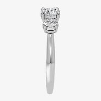 (I / Si2) Womens 1 CT. T.W. Lab Grown White Diamond Sterling Silver Round 3-Stone Engagement Ring