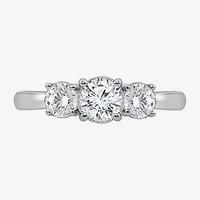 (I / Si2) Womens 1 CT. T.W. Lab Grown White Diamond Sterling Silver Round 3-Stone Engagement Ring