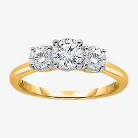 (I / Si2) Womens 1 CT. T.W. Lab Grown White Diamond Sterling Silver Round 3-Stone Engagement Ring