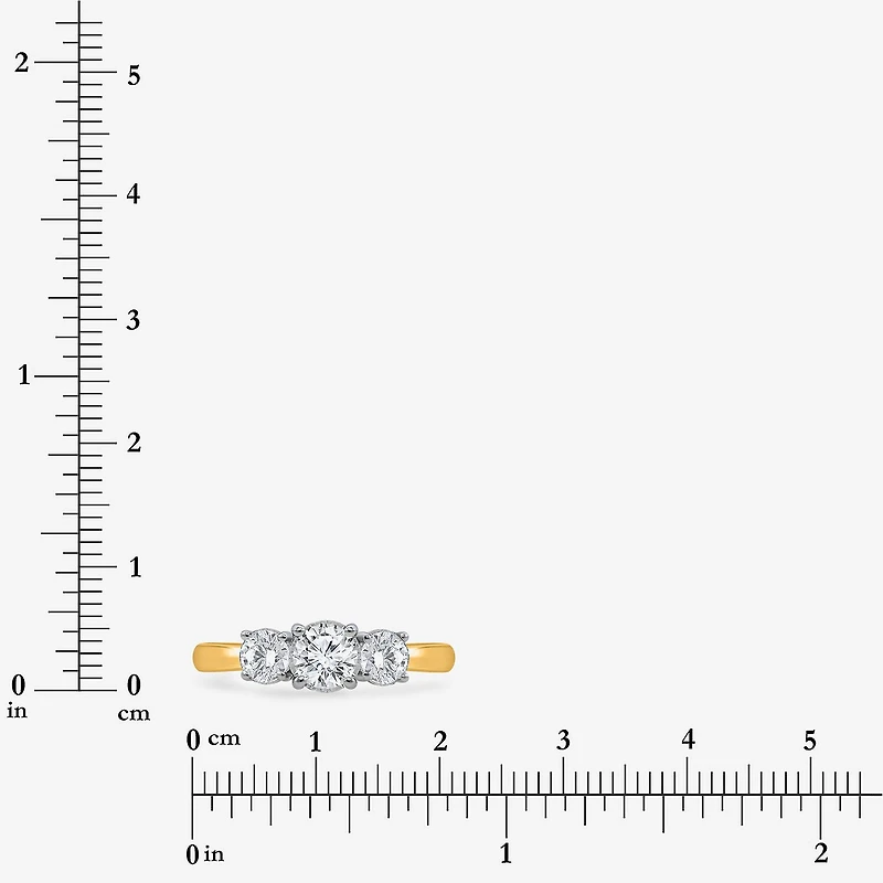 (I / Si2) Womens 1 CT. T.W. Lab Grown White Diamond Sterling Silver Round 3-Stone Engagement Ring
